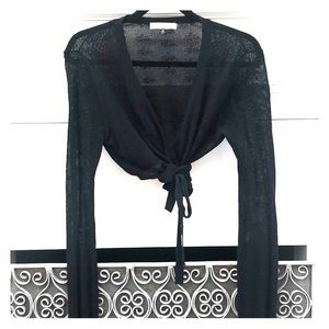 Rebecca Taylor black crop wrap around sweater